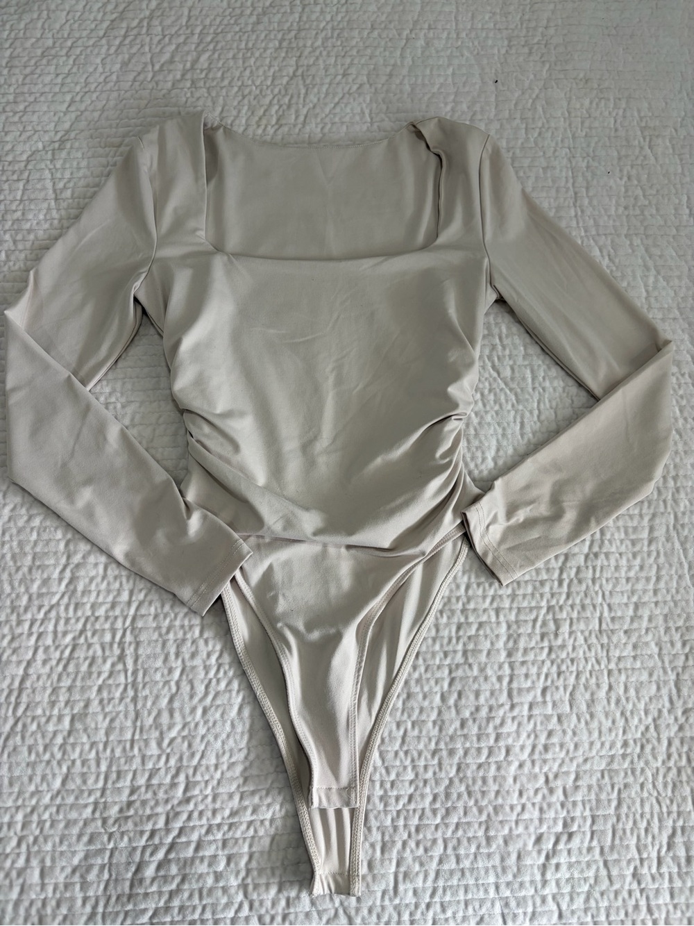 Beige Square Neck Bodysuit